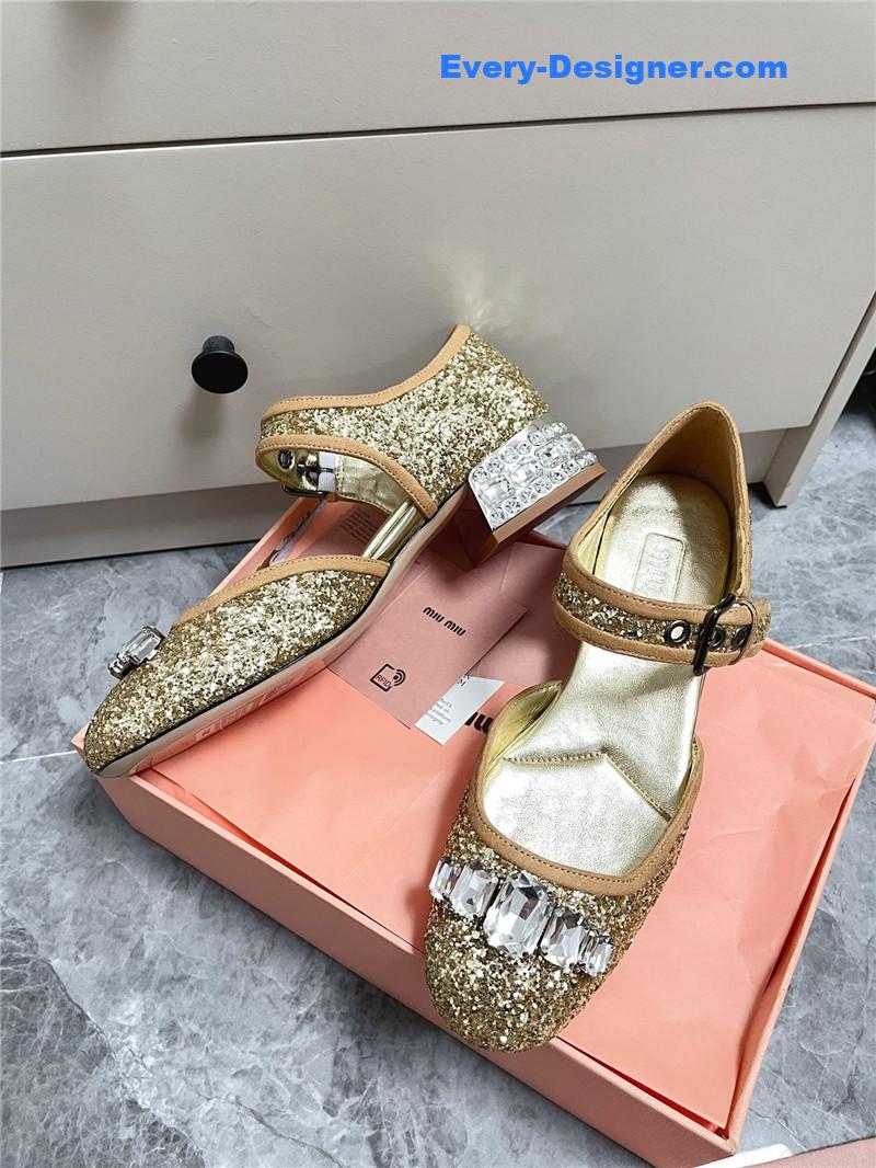 M1um1u mary jane rhinestone heels