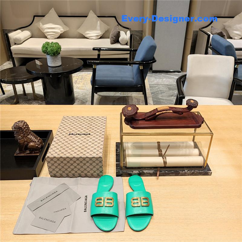 Ba1en*iaga flat heel round toe slide side slides