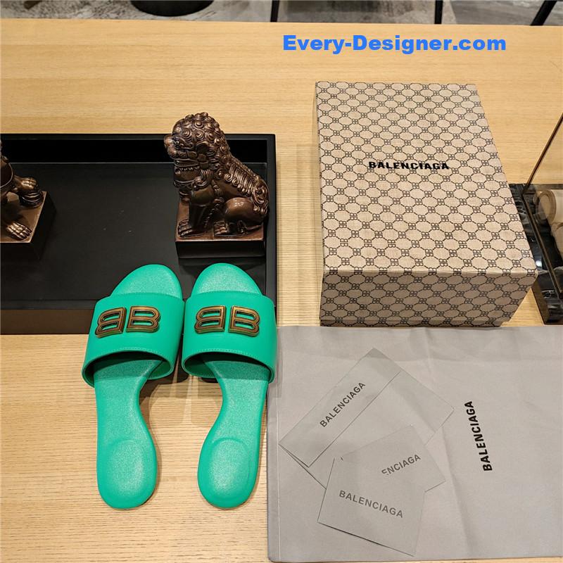 Ba1en*iaga flat heel round toe slide side slides