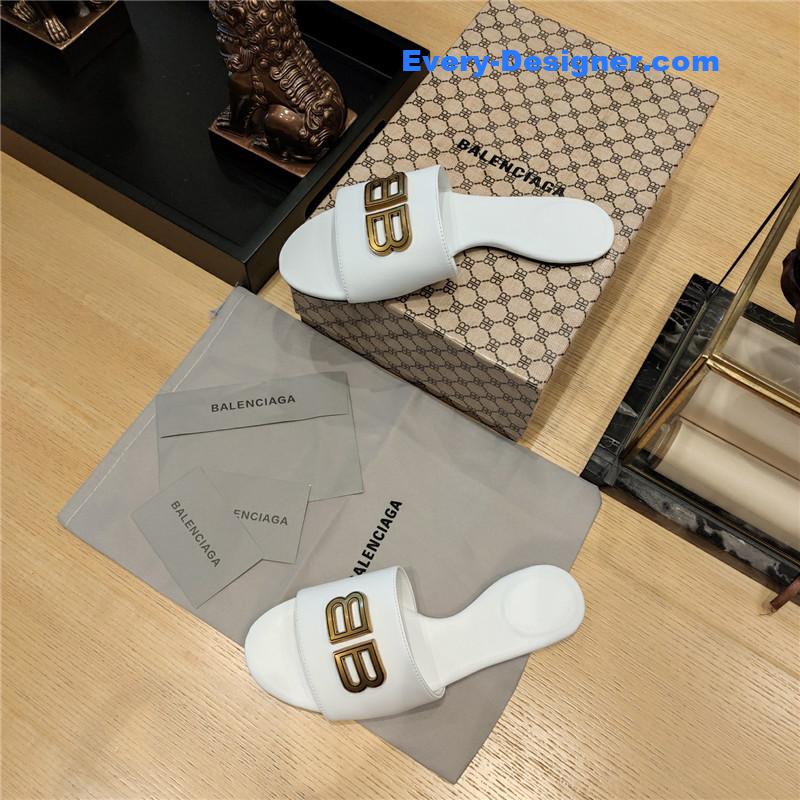 Ba1en*iaga flat heel round toe slide side slides