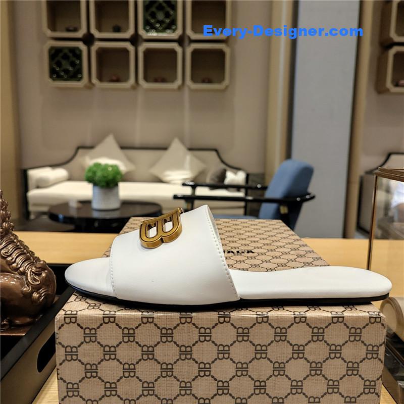 Ba1en*iaga flat heel round toe slide side slides