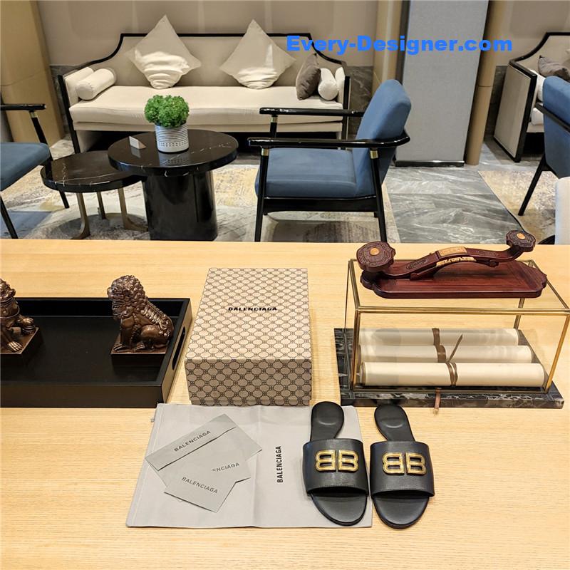 Ba1en*iaga flat heel round toe slide side slides