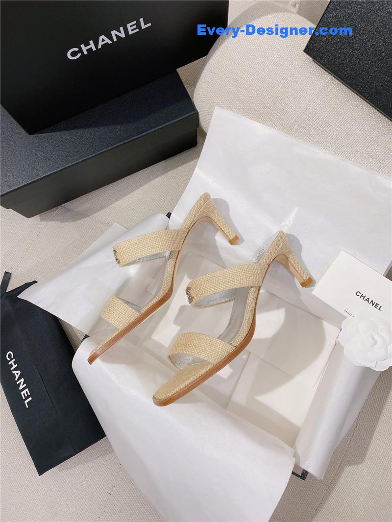 CC double C word with high-heeled sandals and slippers