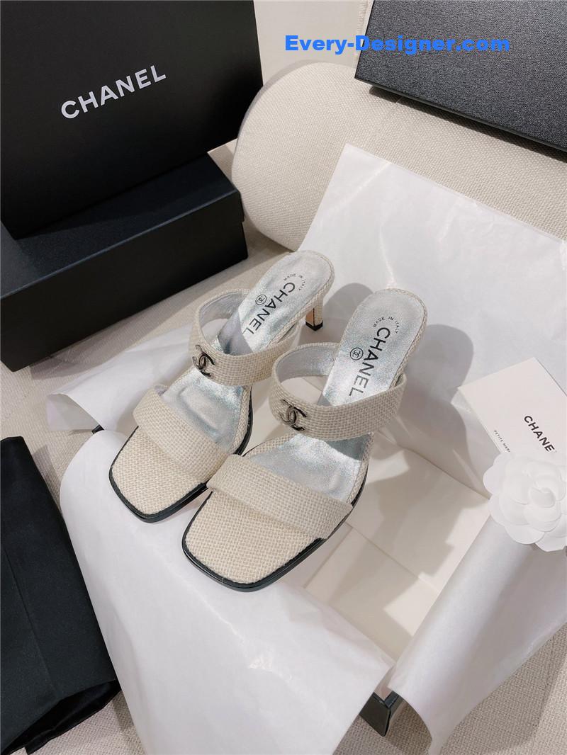 CC double C word with high-heeled sandals and slippers