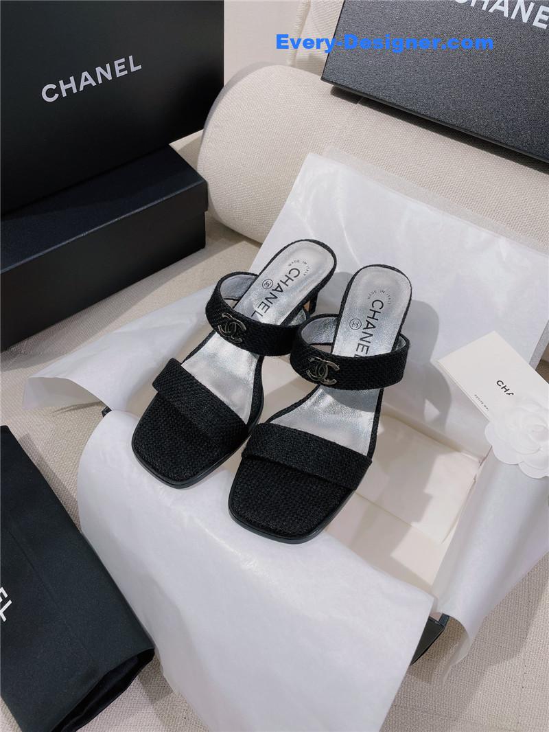 CC double C word with high-heeled sandals and slippers