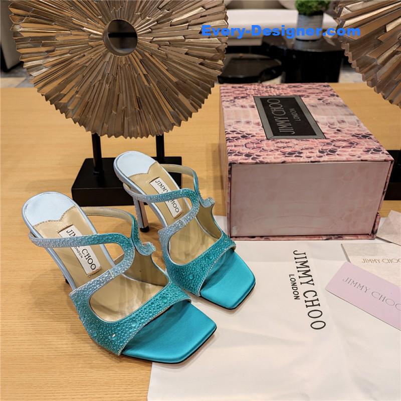 Jimmy Choo blue color block hot diamond wedding shoes