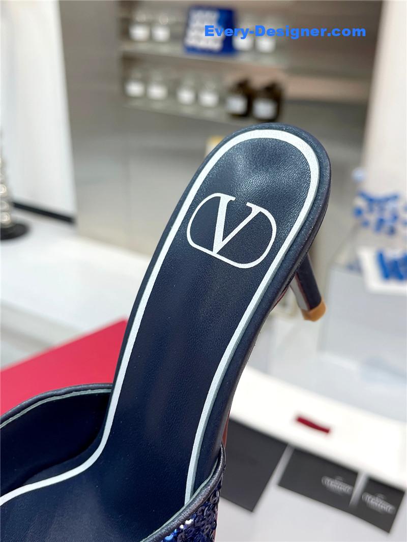 Va1e*ntin0 new sequin version v buckle classic slippers