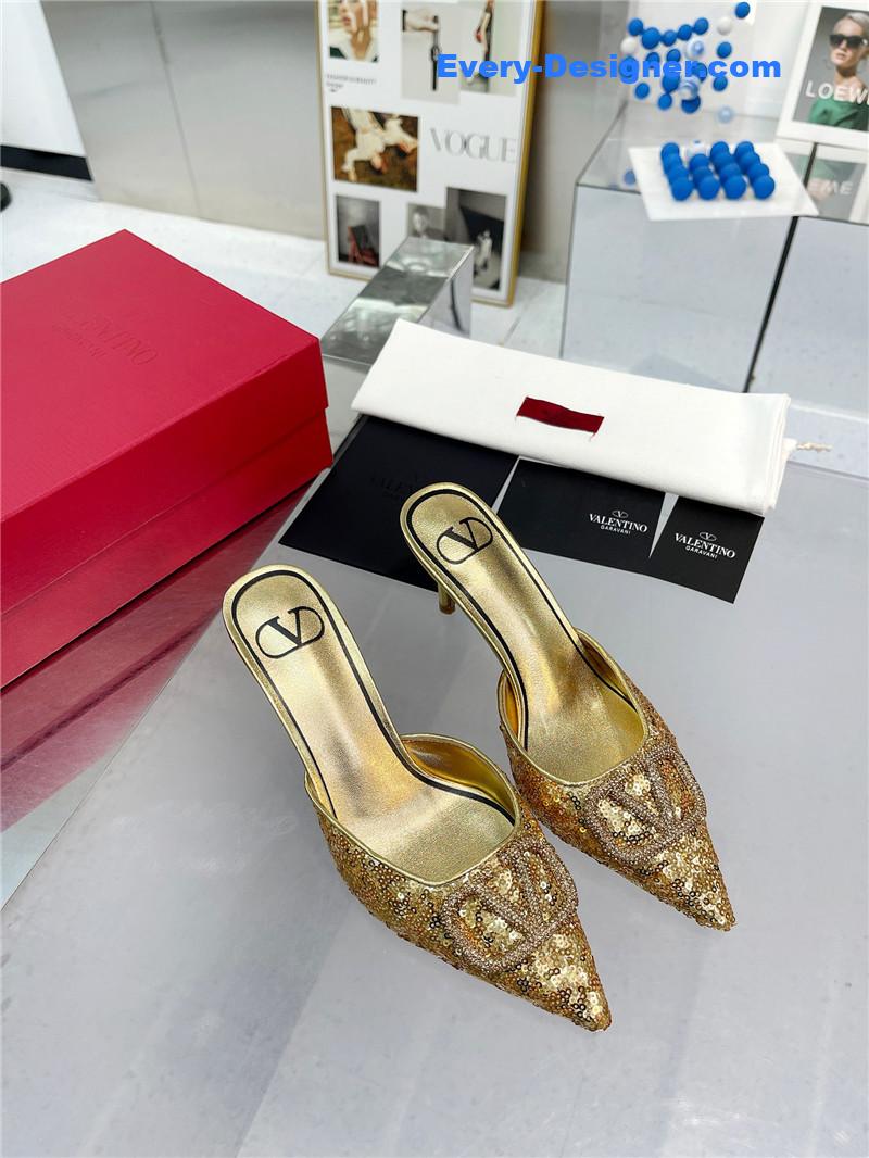 valentino new sequin version V buckle classic slippers