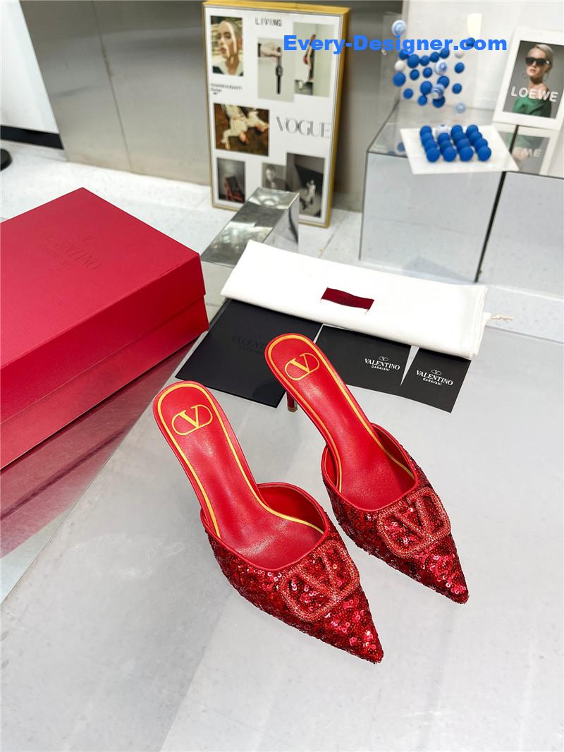 valentino new sequin version V buckle classic slippers