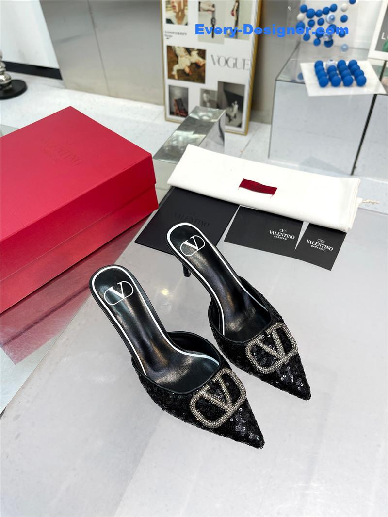valentino new sequin version V buckle classic slippers