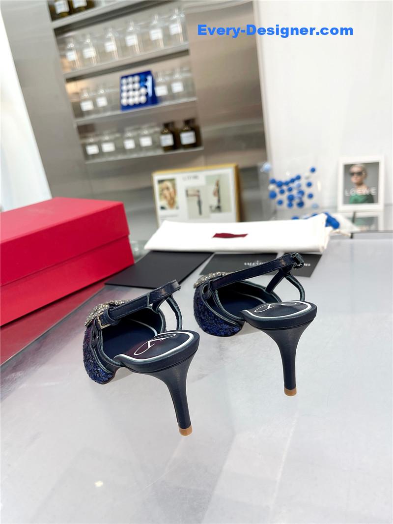 Va1e*ntin0 classic sandals in sequined version with v buckle