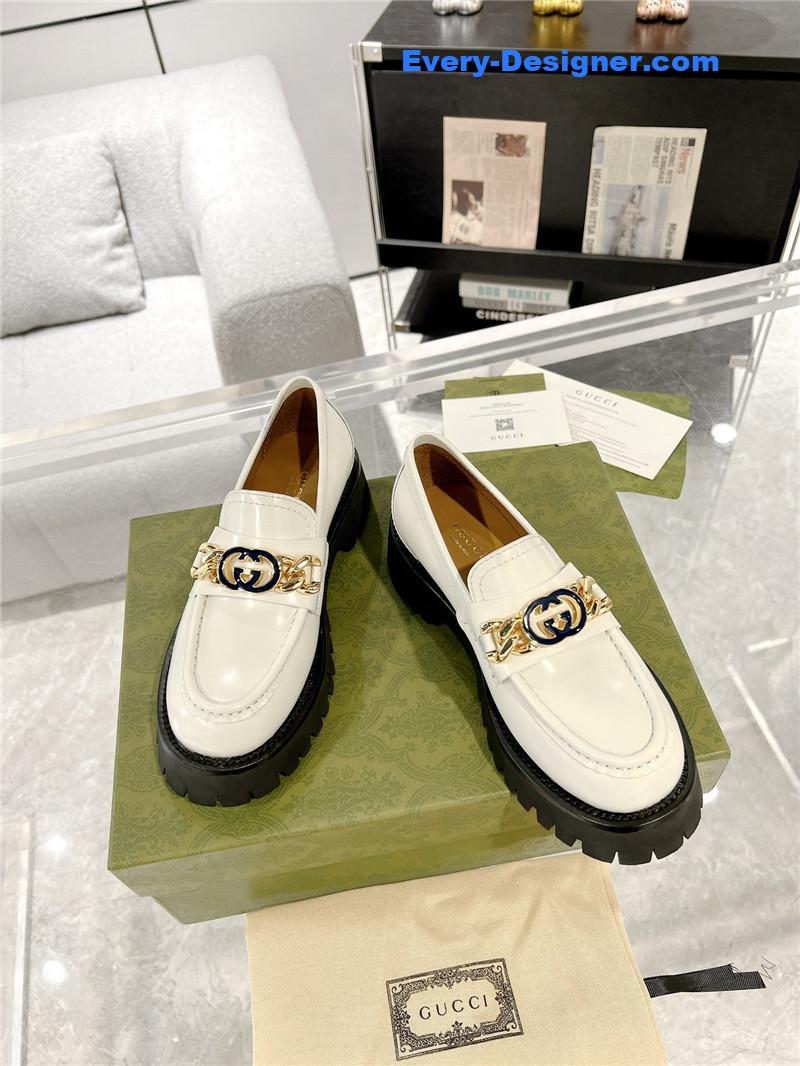 Gucci new double GG hardware platform loafers