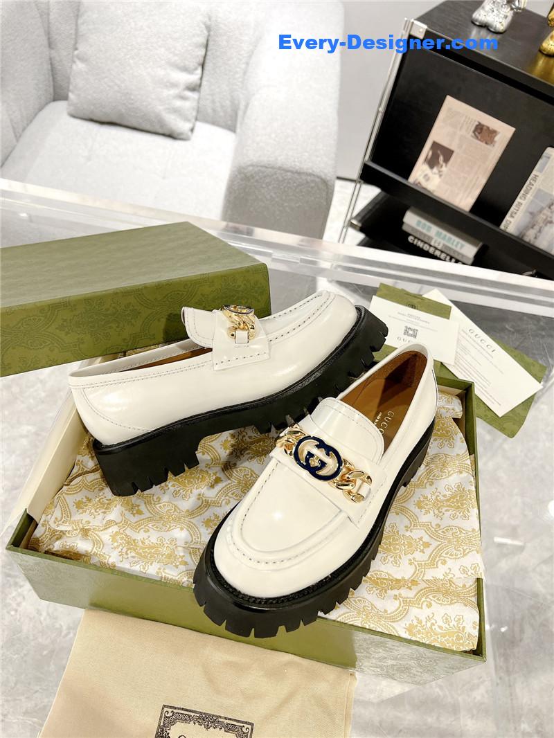Gucci new double GG hardware platform loafers