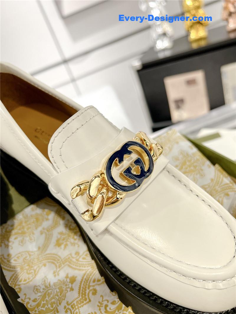 Gucci new double GG hardware platform loafers