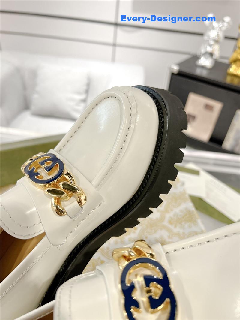 Gucci new double GG hardware platform loafers