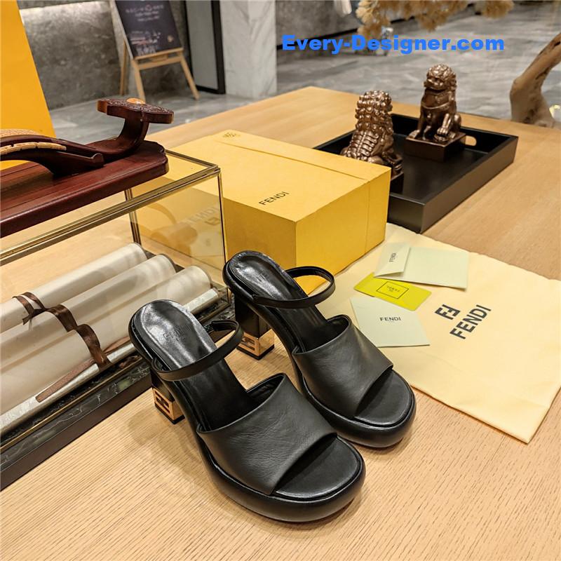 fendi block heel sandals
