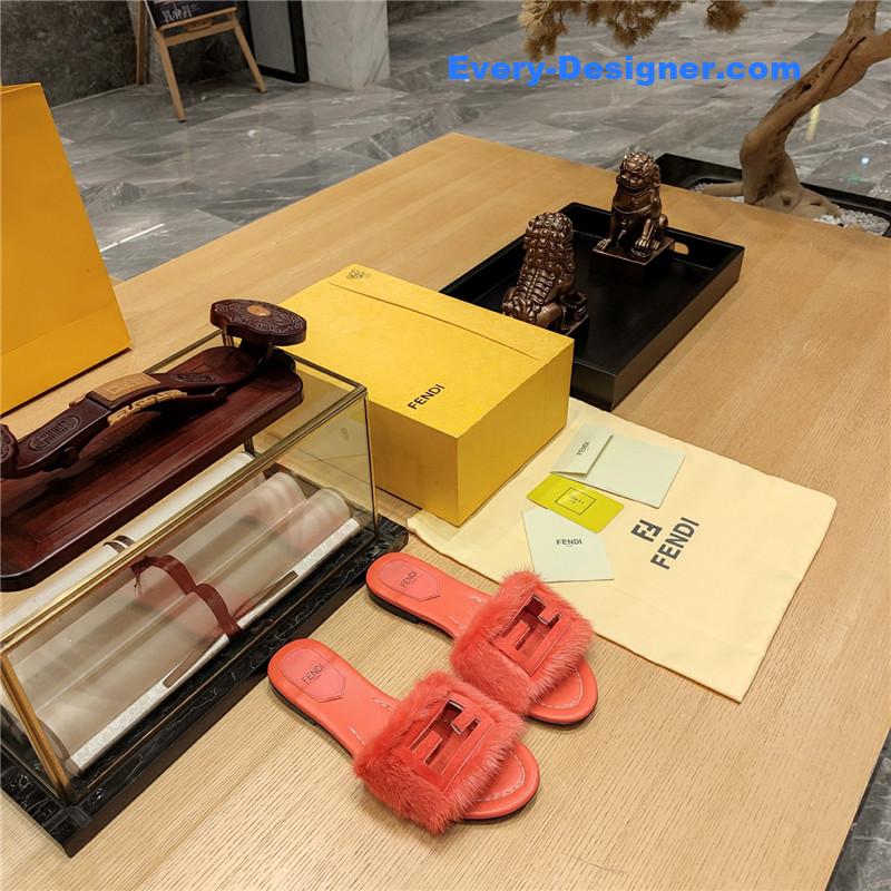 F**di flat fur slippers