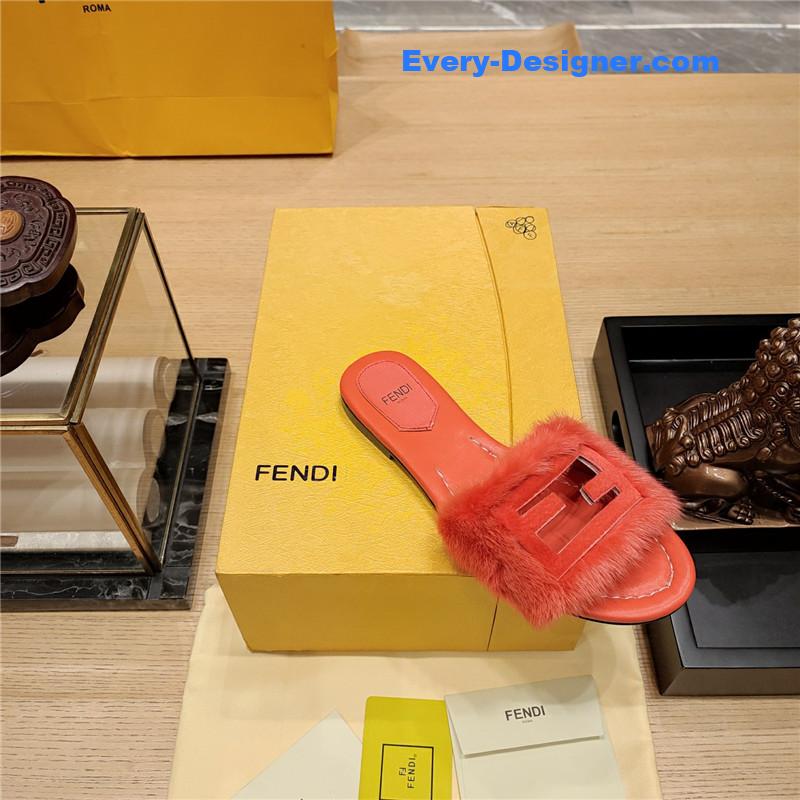 F**di flat fur slippers