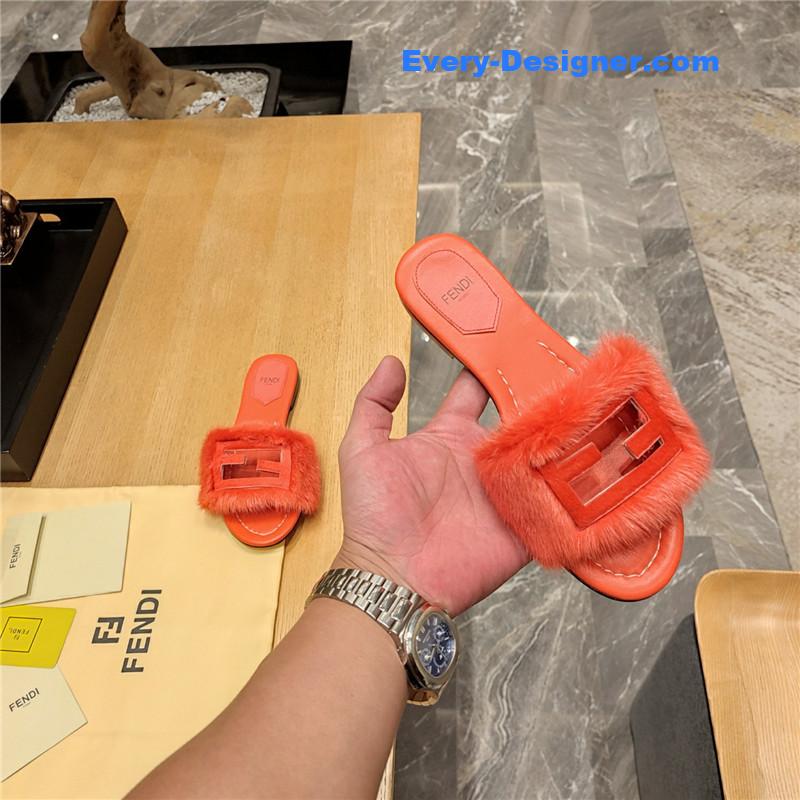 F**di flat fur slippers