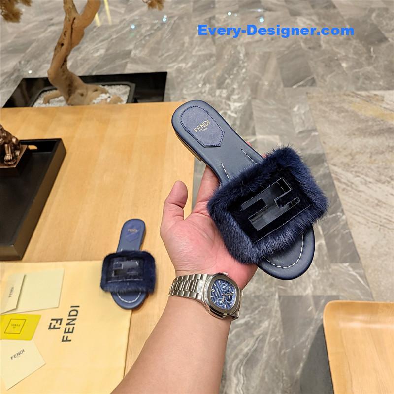 F**di flat fur slippers