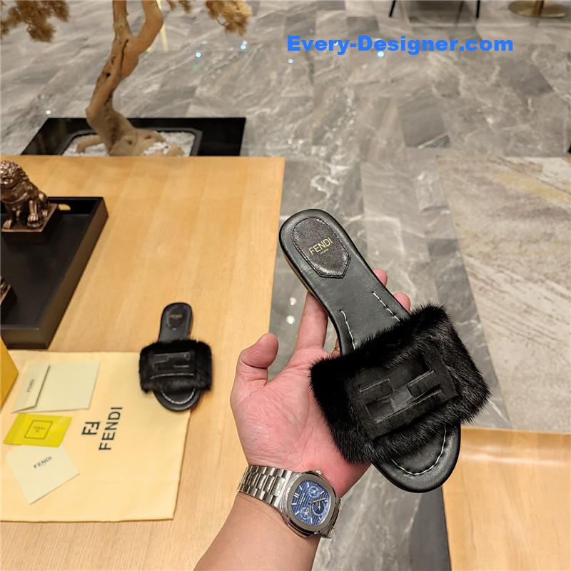 F**di flat fur slippers