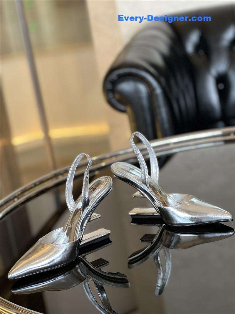 F**di f-shaped three-dimensional heel pumps