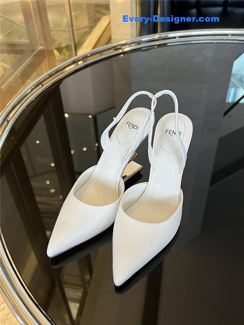 F**di f-shaped three-dimensional heel pumps