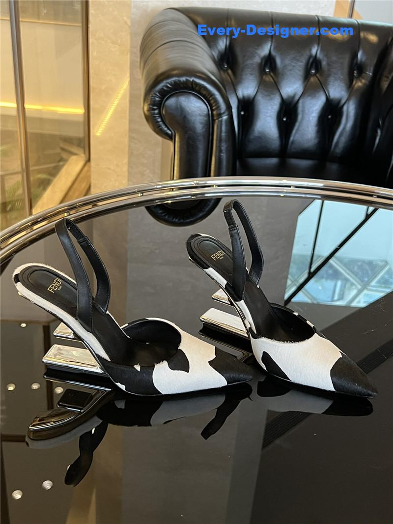 fendi polka dot horsehair slingback pumps