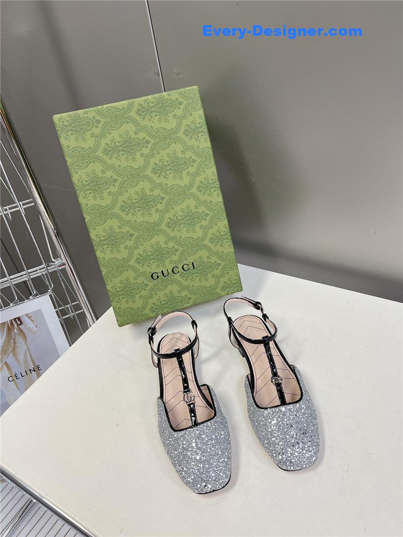 Gvc*1 double g hardware buckle embellished sandals