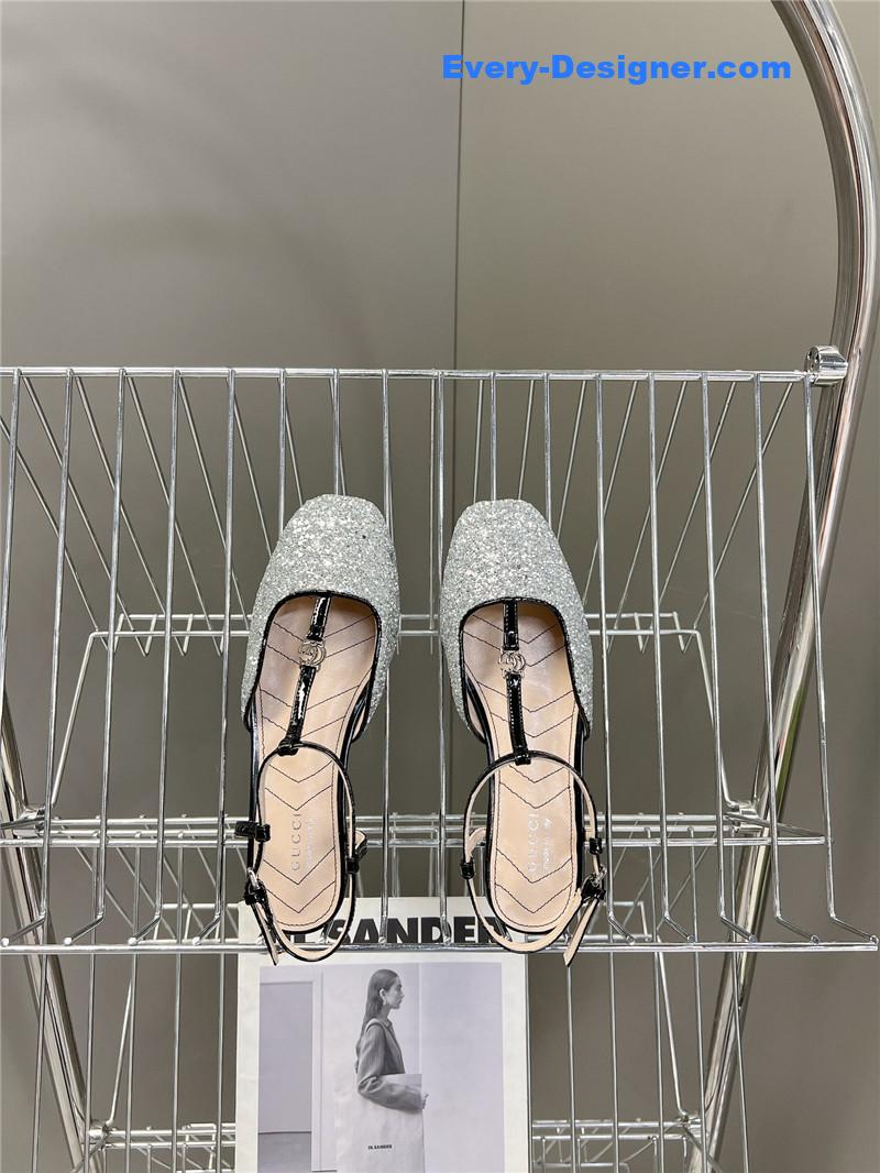 Gvc*1 double g hardware buckle embellished sandals