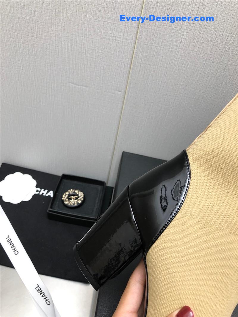 CC autumn winter small fragrance chunky heel socks boots