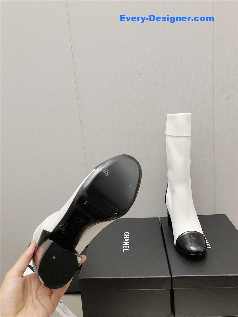 CC autumn winter small fragrance chunky heel socks boots