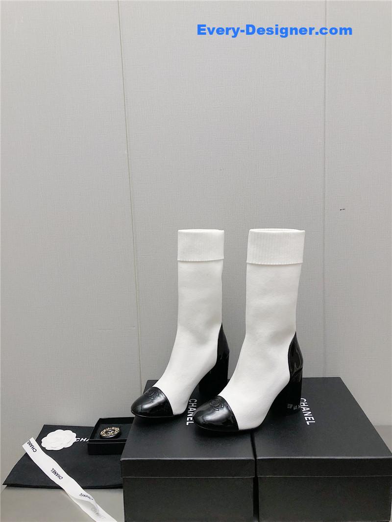CC autumn winter small fragrance chunky heel socks boots