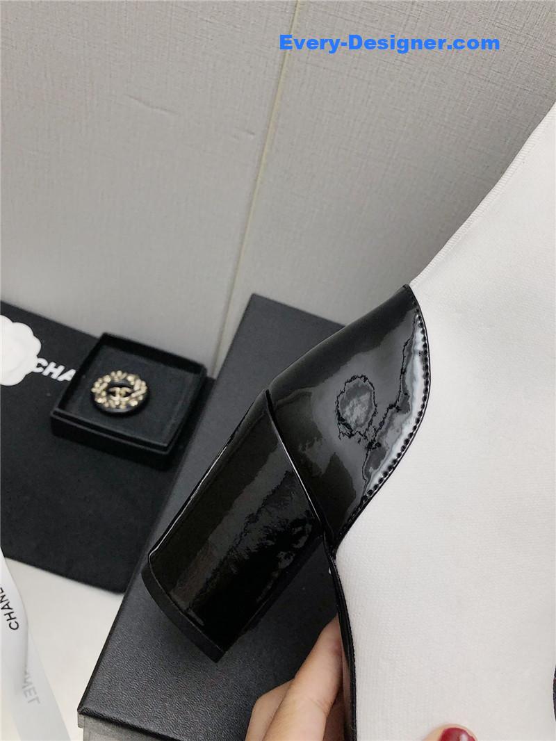 CC autumn winter small fragrance chunky heel socks boots