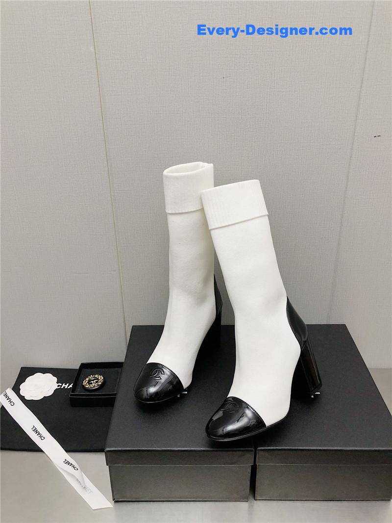 CC autumn winter small fragrance chunky heel socks boots