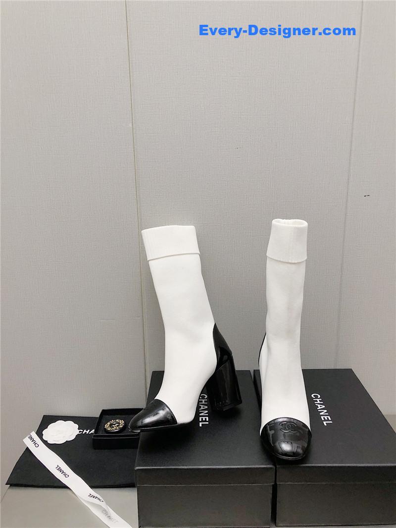 CC autumn winter small fragrance chunky heel socks boots