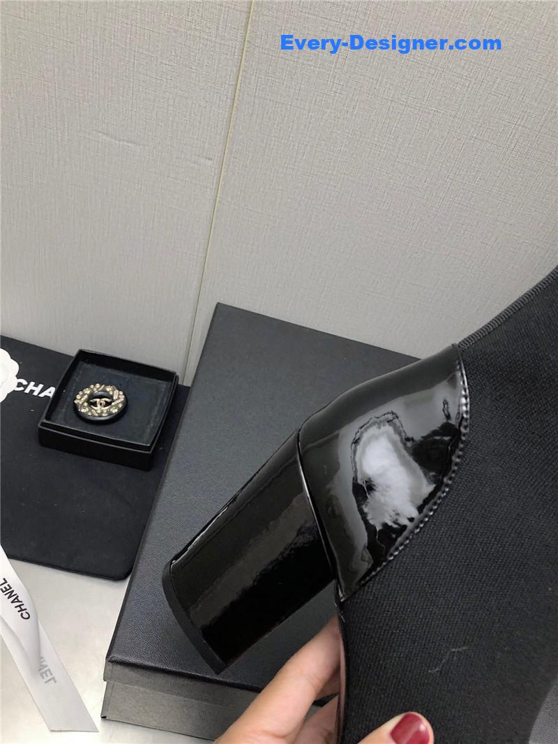 CC autumn winter small fragrance chunky heel socks boots