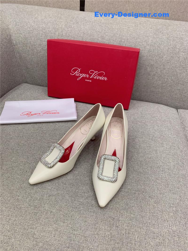 roger vivier classic D1am0nd buckle silk pumps