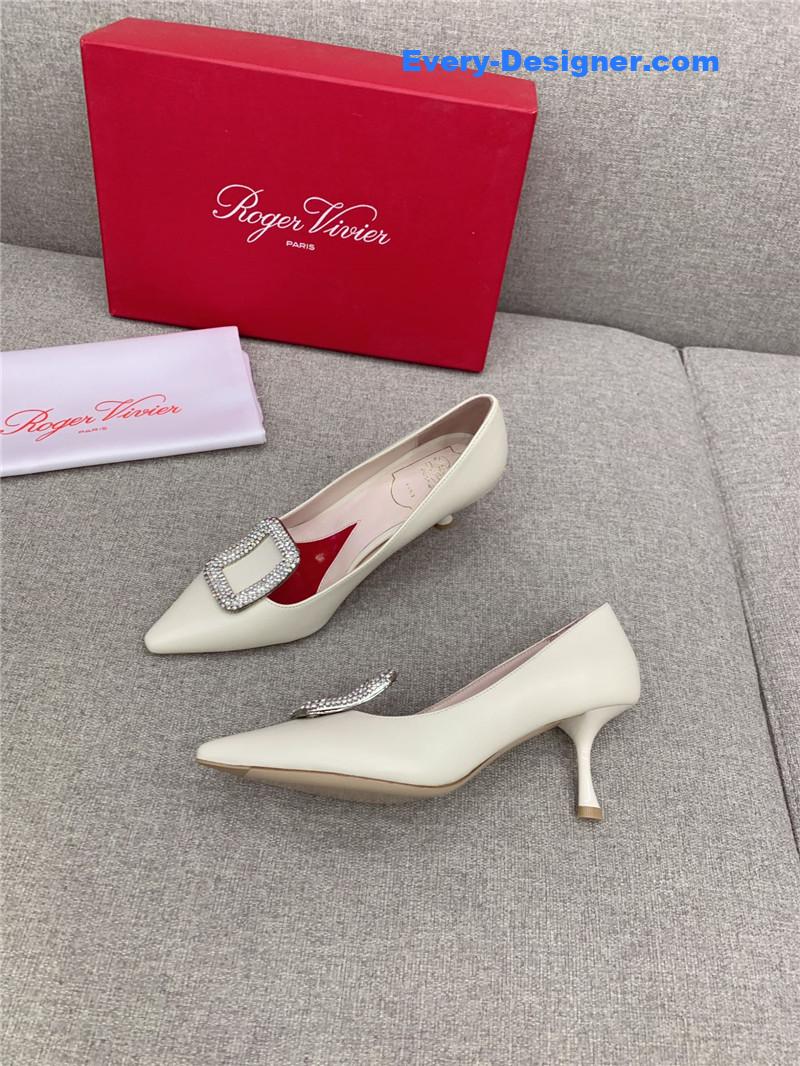 roger vivier classic D1am0nd buckle silk pumps