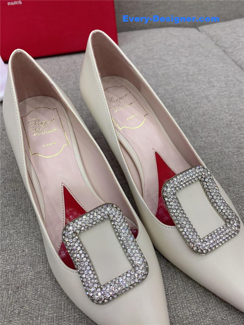 roger vivier classic D1am0nd buckle silk pumps