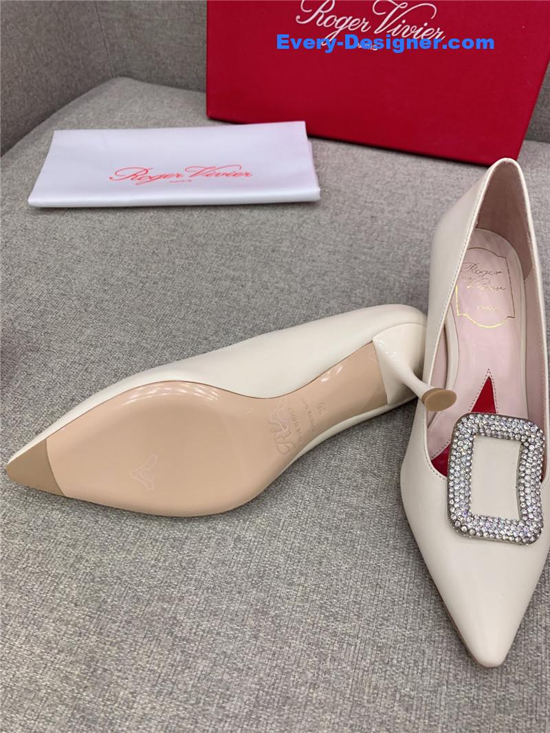 roger vivier classic D1am0nd buckle silk pumps