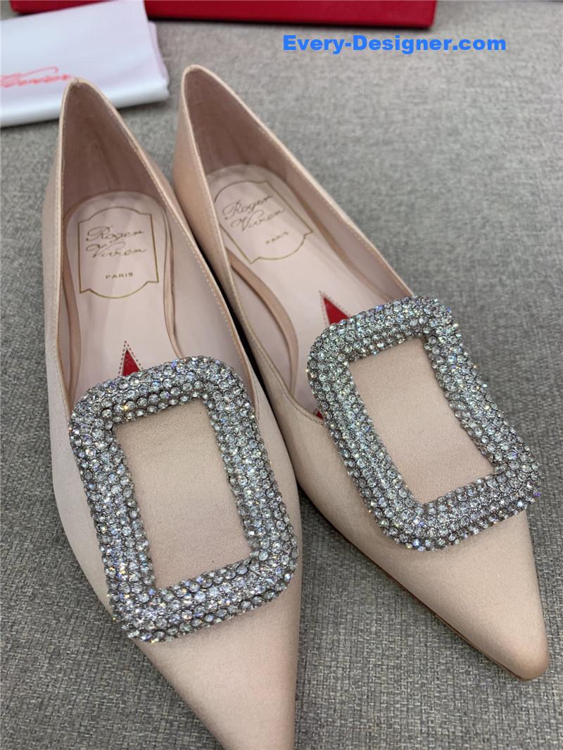 roger vivier classic D1am0nd buckle silk pumps