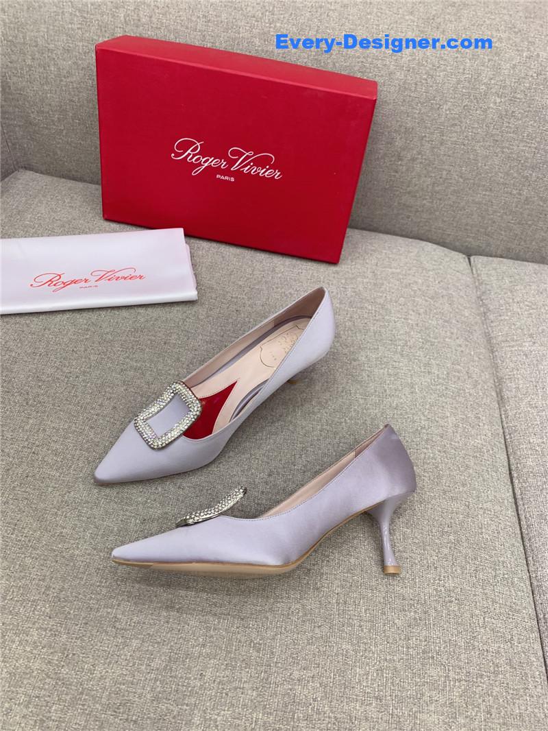 roger vivier classic D1am0nd buckle silk pumps