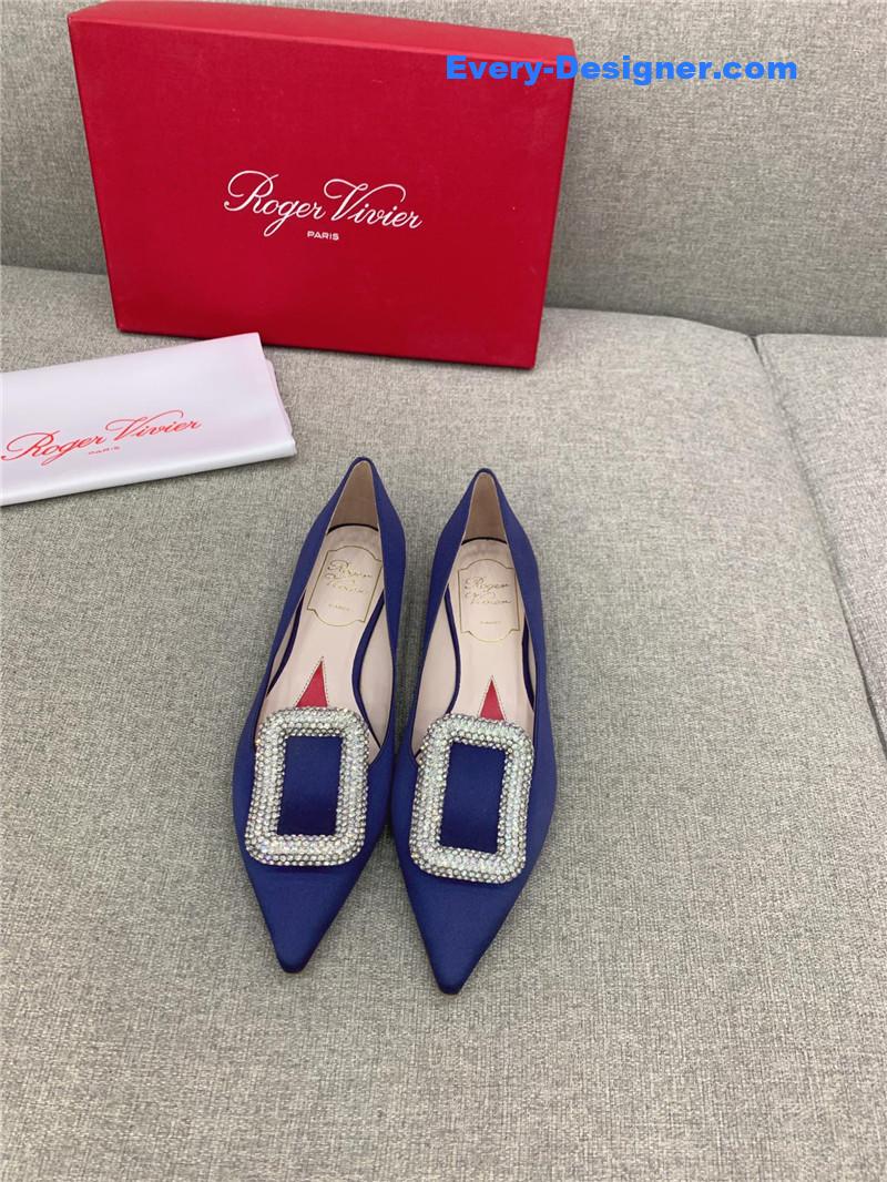 roger vivier classic D1am0nd buckle silk pumps