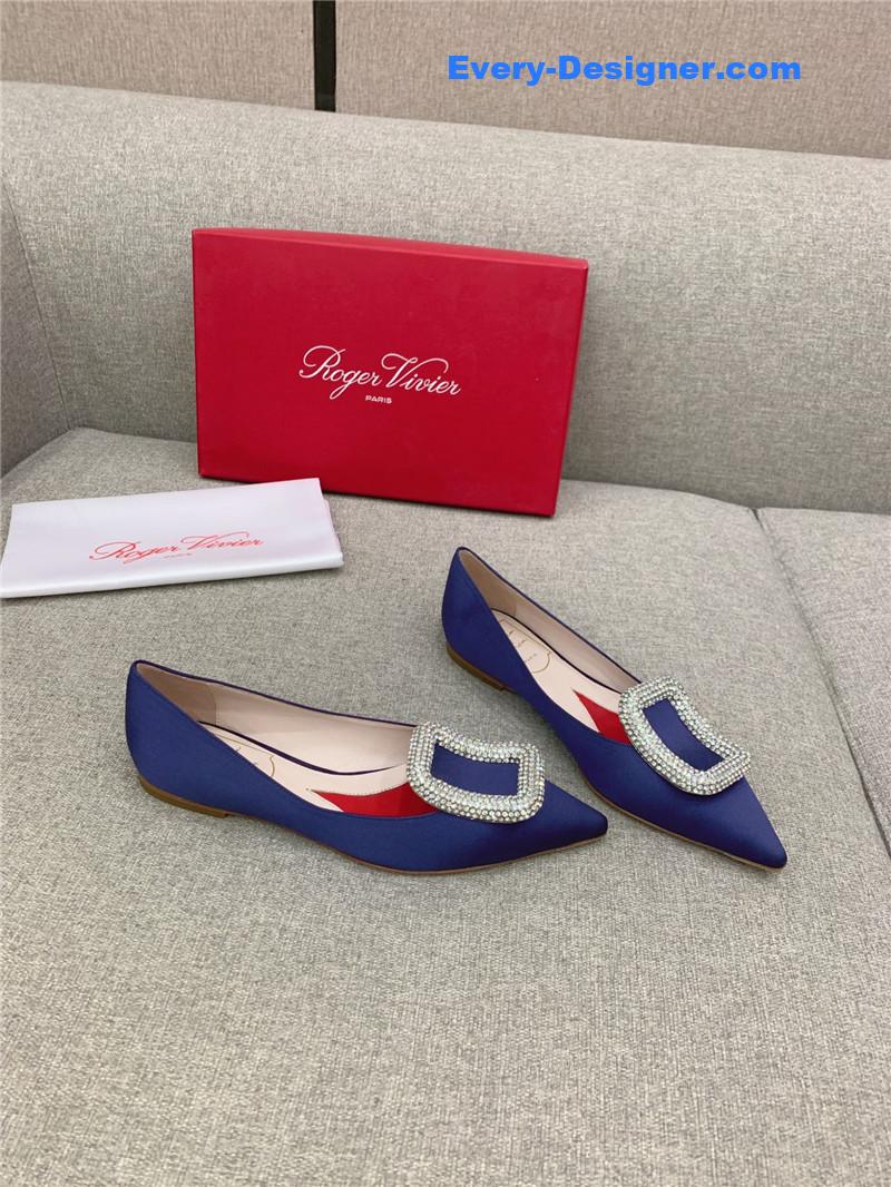 roger vivier classic D1am0nd buckle silk pumps