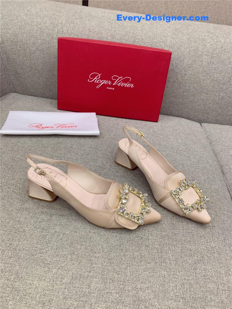 roger vivier classic D1am0nd buckle silk high heel pumps