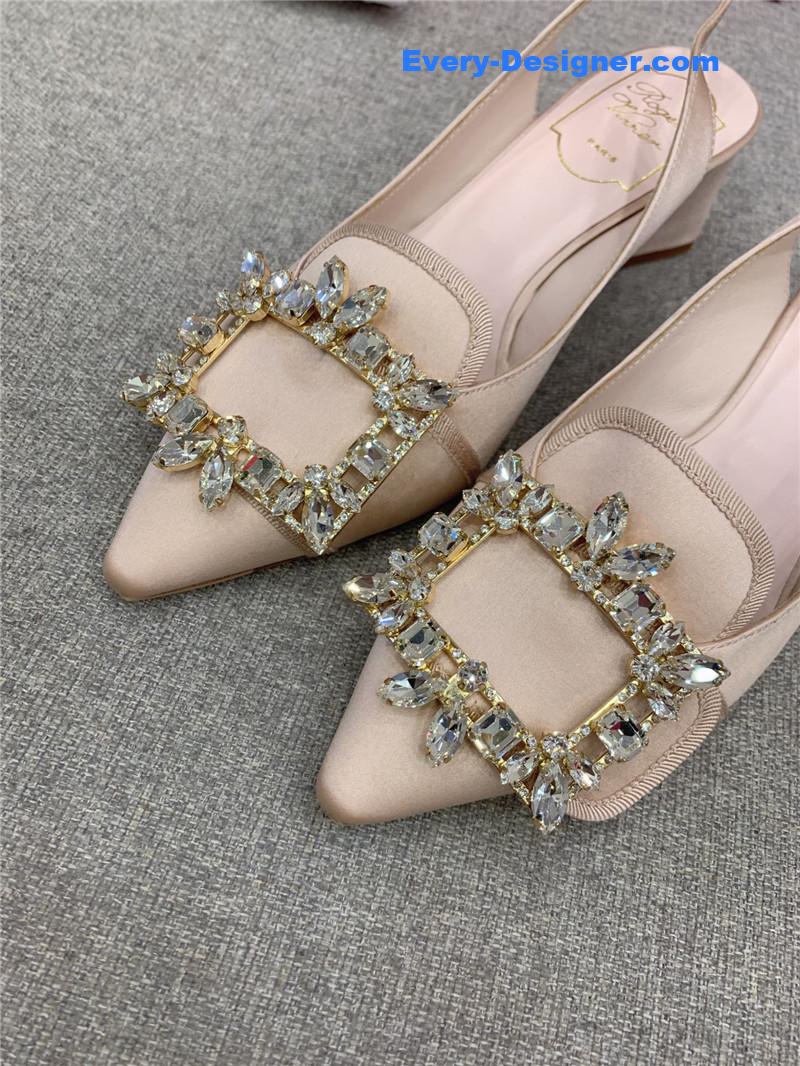 roger vivier classic D1am0nd buckle silk high heel pumps