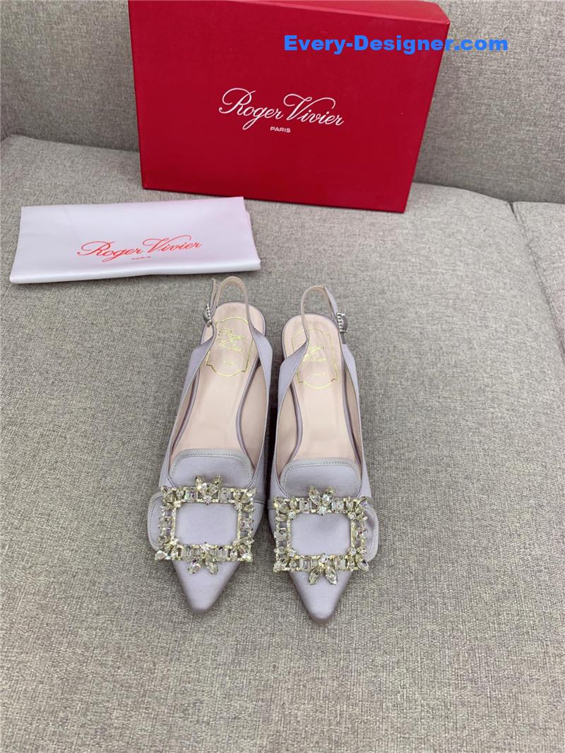 Roger vivier classic diamond buckle silk high heel pumps