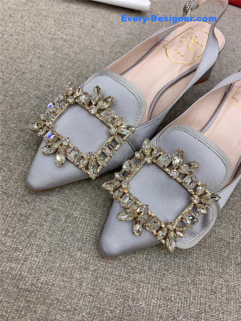 Roger vivier classic diamond buckle silk high heel pumps