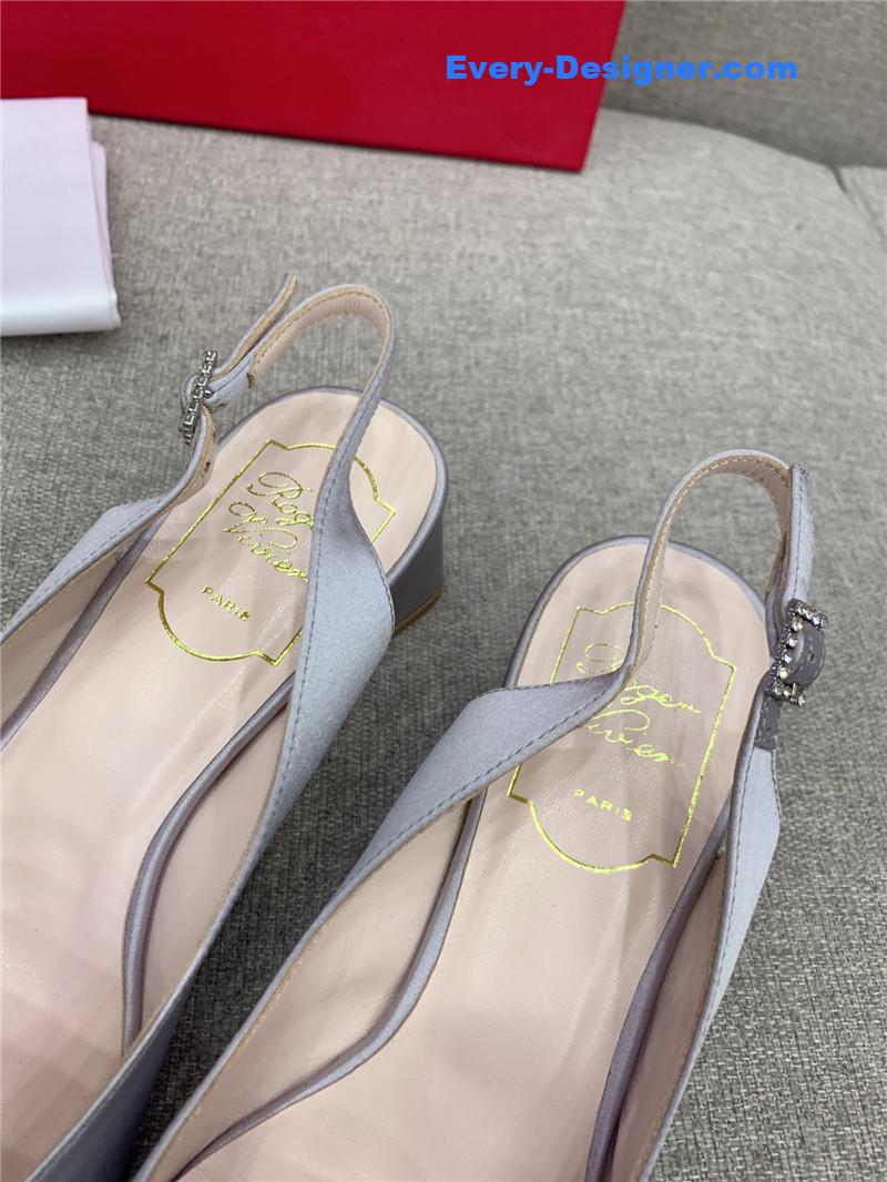 Roger vivier classic diamond buckle silk high heel pumps